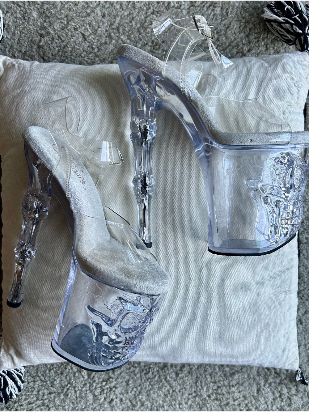 Pleaser Clear Skull Lucite Rapture Platform Heels, 8in